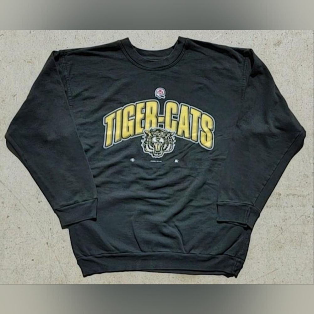Vtg 1999 CFL Hamilton Tiger Cats Starter Brand Made in Canada Crew Sweatshirt M